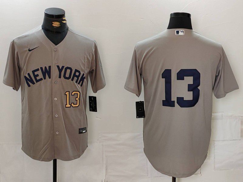 Men New York Yankees #13 No Name Grey Game 2024 Nike MLB Jersey style 8141